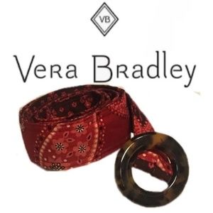 Vintage Vera Bradley Mesa Red Reversible Belt with Tortoiseshell Buckle Cowgirl